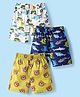 Babyhug Poplin Woven Above Knee Length Boxers With Animal & Sea Life Print Pack Of 3 - Yellow White & Navy Blue