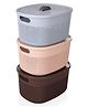 Kuber Industries Unbreakable Multipurpose Storage Baskets Pack of 3 - Brown Baby Pink & Grey