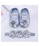 SYGA Pack of 2 Cotton Flower Headband & shoes - Grey