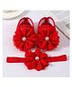SYGA Headband & Socks Combo Set with Floral Applique - Red