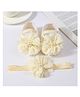 SYGA Headband & Socks Combo Set with Floral Applique - Beige