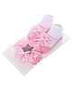 SYGA Headband & Socks Combo Set with Floral Applique - Light Pink