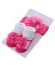 SYGA Headband & Socks Combo Set with Floral Applique - Dark Pink