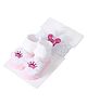 SYGA Headband & Socks Combo Set with Floral Applique - White