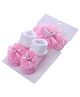 SYGA Headband & Socks Combo Set with Floral Applique - Pink