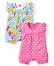 Babyhug 100% Cotton Knit Frill Sleeves Romper with Polka Dots & Floral Print Pack of 2 - Pink & White