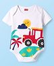 Babyhug 100% Cotton Knit Half Sleeves Onesie with Tropical Theme Print - White