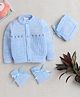 BUMZEE Full Sleeves Self Designed Sweater With Cap & Socks Set - Blue