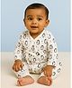 The Mom Store Cotton Full Sleeves Penguins Printed Romper - White