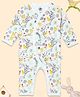 The Mom Store Cotton Full Sleeves Floral & Birds Printed Romper - White