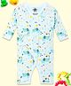 The Mom Store Cotton Full Sleeves Floral & Dogs Printed Romper - White