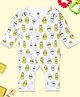 e Mom Store Cotton Full Sleeves Chickens Printed Romper - White
