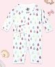 The Mom Store Cotton Full Sleeves Drops Printed Romper - White