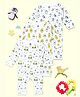 The Mom Store Cotton Pack Of 3 Full Sleeves Penguins & Owls Printed Rompers - White