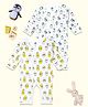 The Mom Store Cotton Pack Of 2 Full Sleeves Penguins & Chickens Printed Rompers - White