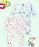 The Mom Store Cotton Pack Of 2 Full Sleeves Animals & Floral Printed Rompers - Multi Colour