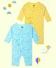 The Mom Store Cotton Pack Of 2 Full Sleeves Rainbows & Clouds Printed Rompers - Multi Colour