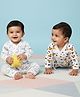The Mom Store Cotton Pack Of 2 Full Sleeves Space Theme Printed Rompers - White