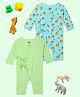 The Mom Store Cotton Pack Of 2 Full Sleeves Tigers & Floral Printed Rompers - Multi Colour