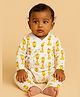 The Mom Store Cotton Full Sleeves Girffes Printed Romper - White
