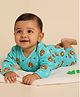 The Mom Store Cotton Full Sleeves Tigers & Floral Printed Romper - Blue