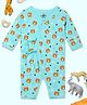 The Mom Store Cotton Full Sleeves Tigers & Floral Printed Romper - Blue