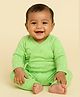 The Mom Store Cotton Full Sleeves Animal Paws Printed Romper - Green