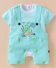 Mini Taurus Cotton Knit Dungarees & Half Sleeves T-Shirt With Frog Print - Sea Green