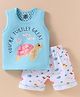 Mini Taurus Sinker Knit Sleeveless Tank T-Shirt and Shorts Set With Sea Life Print- Light Blue & White