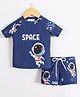 Mark & Mia Half Raglan Sleeves Two Piece Swimsuit with Space Print - Navy Blue
