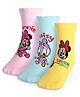 Cute Walk By Babyhug Disney Ankle Length Anti-Bacterial Socks With Minnie Mouse And Family Graphics Pack Of 3 - Pink Light Blue & Yellow