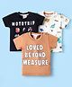 Mini Donuts Sinker Knit Half Sleeves T-Shirts with Animal Print & Love Beyond Measure Text Print Pack of 3 - Black White & Beige
