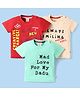 Mini Donuts Sinker Knit Half Sleeves T-Shirts With Mad Love For My Dadu Print Pack Of 3 - Aqua Blue Red & Peach