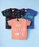 Mini Donuts Sinker Knit Half Sleeves T-Shirts with Text Print Pack of 3 - Blue Peach & Navy Blue