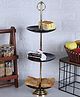 Amaya Decors Black Ceramic Three Layer Plate Platter, set of 1.