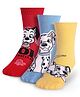 Cute Walk By Babyhug Disney Ankle Length Anti-Bacterial Socks With 101 Dalmatians Graphics Pack Of 3 - Red Light Blue & Yellow