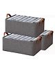 House of Quirk Durable Linen Closet Organizers and Foldable Storage Baskets, Rectangle Storage Boxes for Pants, Shirt, Bra Panty, Socks Dark Grey - Pack of 3