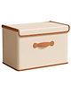 House of Quirk Non-Woven Clothes Storage Box Pants Jeans, Underwear Organizer Drawer Basket Design Toy With Lid 26 Litre- Beige