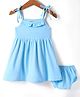 Babyhug Single Jersey Knit Singlet Sleeves Solid Frock with Bloomer - Light Blue