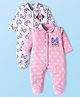 Babyhug Disney Interlock Knit Full Sleeves Minnie Mouse Graphics And Peter Pan Collar Sleep Suits Pack Of 2 - Pink & White