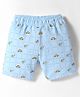 Tango Looper Knit Knee Length Shorts with Vehicle Print - Light Blue