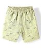 Tango Looper Knit Knee Length Shorts with Vehicle Print - Light Green