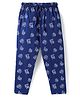 Taeko Single Jersey Knit Lounge Pants With Sports Theme Text Print - Blue