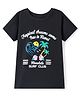Pine Kids Cotton Knit Half Sleeves T-Shirt With Tropical Theme Text Print - Black