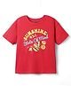 Pine Kids Cotton Knit Half Drop Shoulder Sleeves T-Shirt with Text Print - Red