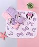 Babyhug Disney Interlock Knit Wash Clothes with Minnie Mouse Graphics - Pink White & Lavender