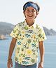 Pine Kids Cotton Knit Half Sleeves Shirt With Tropical Print - Yellow