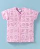 Tango Interlock Knit  Half Sleeves Teddy Printed Jhabla - Pink