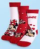 Cute Walk By Babyhug Disney Ankle Length Anti-Bacterial Socks  With Minnie Mouse Graphics Pack Of 3 - Red & White
