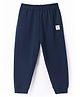 Ollypop Interlock Knit Full Length Diaper Leggings with Patch Detailing - Navy Blue